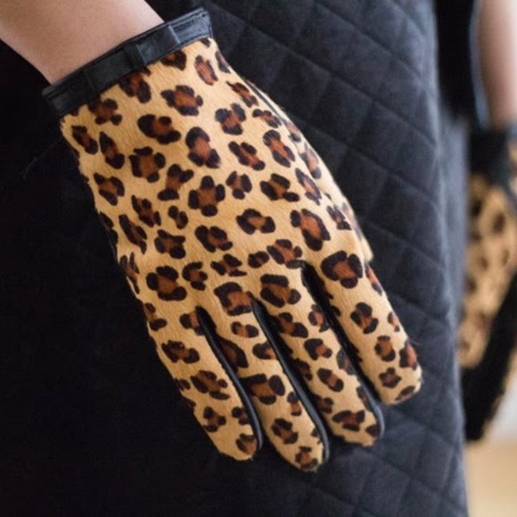 Genuine calf hair and leather leopard gloves - Picture 7 of 7